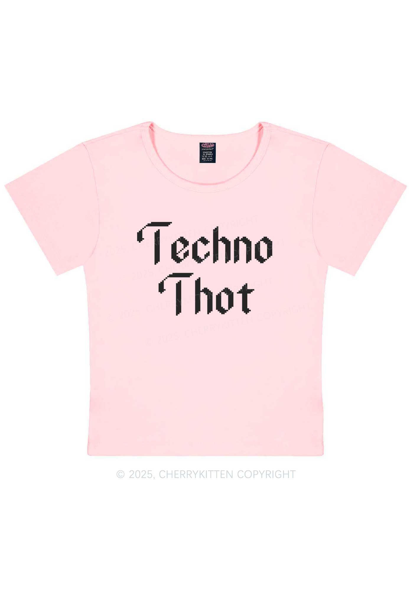 Techno Thot Y2K Baby Tee Cherrykitten