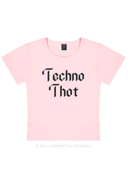 Techno Thot Y2K Baby Tee Cherrykitten