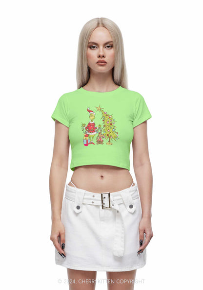 Christmas Tree Gift Y2K Baby Tee Cherrykitten