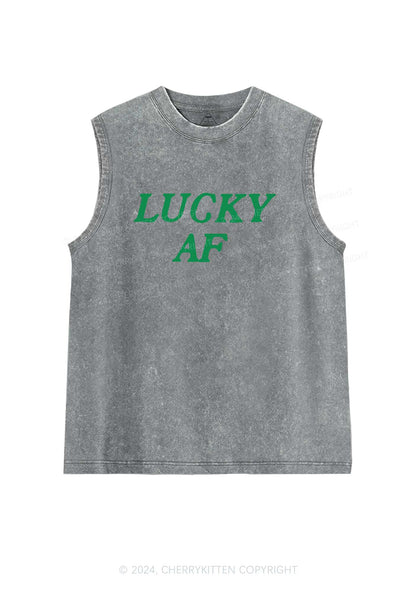 Lucky AF St Patricks Y2K Washed Tank Cherrykitten