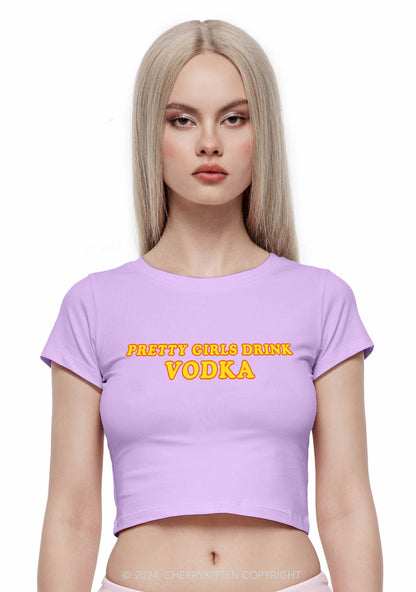 Pretty Girls Drink Vodka Y2K Baby Tee Cherrykitten