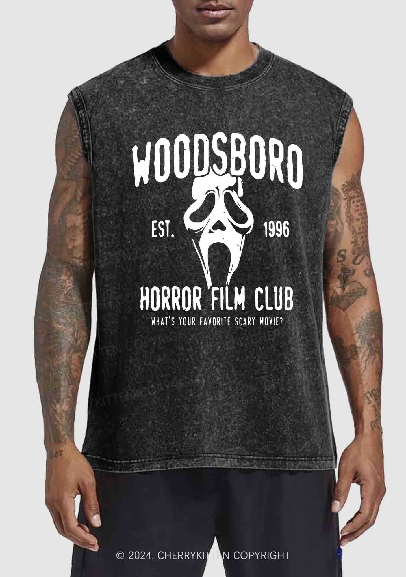 Horror Film Club Halloween Y2K Washed Tank Cherrykitten