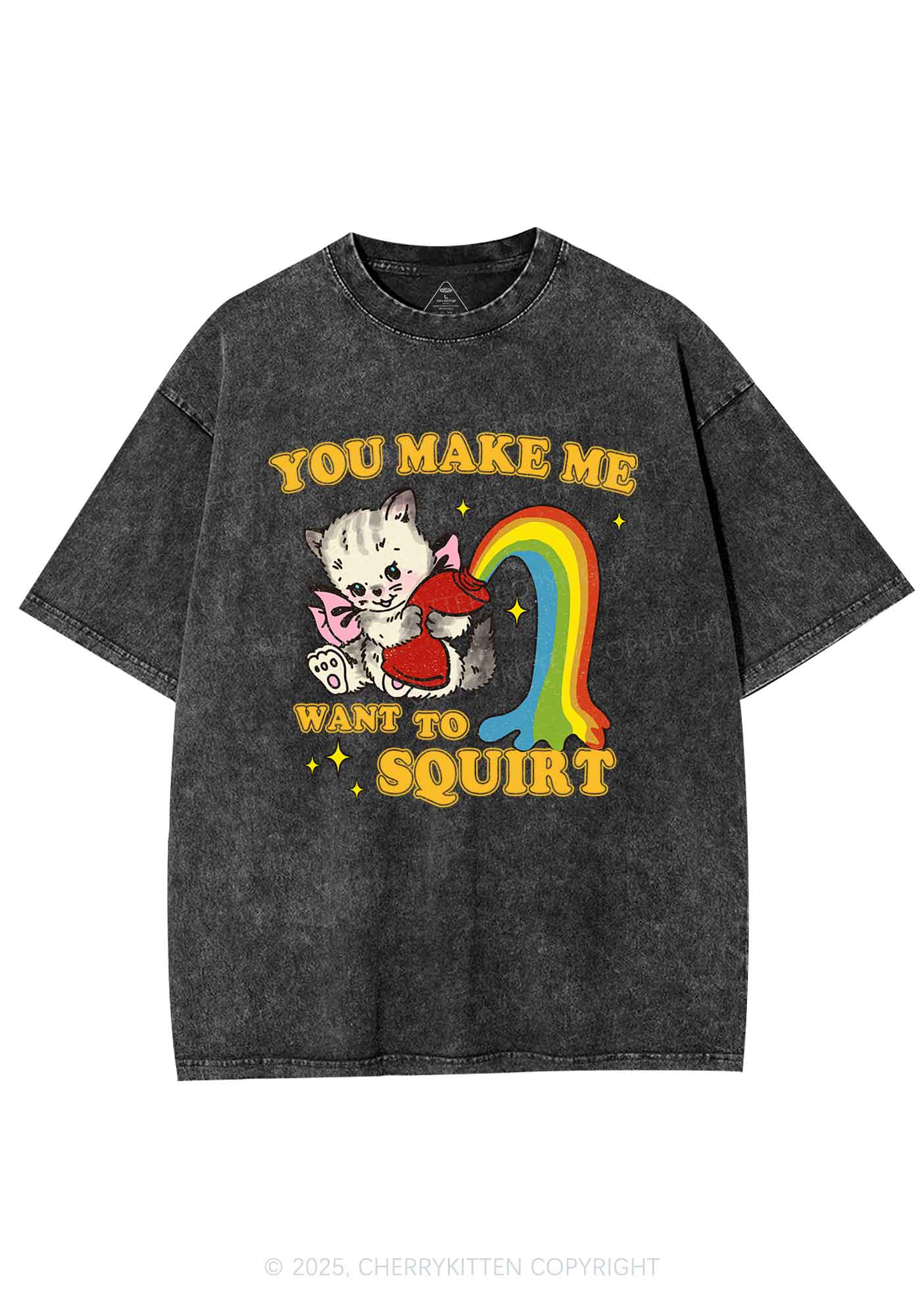 You Make Me Squirt Y2K Washed Tee Cherrykitten