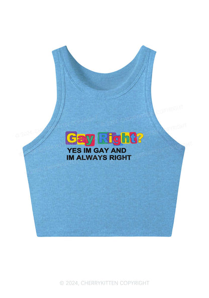 Gay Always Right Y2K Crop Tank Top Cherrykitten