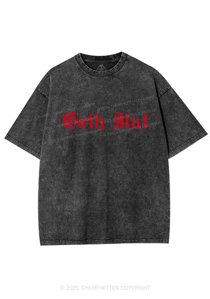 Goth Slxt Y2K Washed Tee Cherrykitten