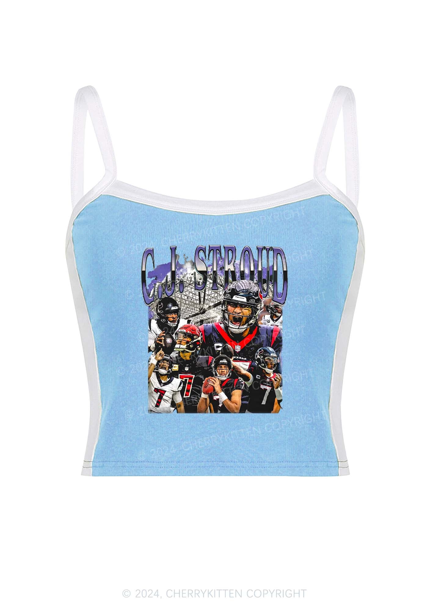 Football CJ Y2K Super Bowl Color Block Crop Cami Top Cherrykitten