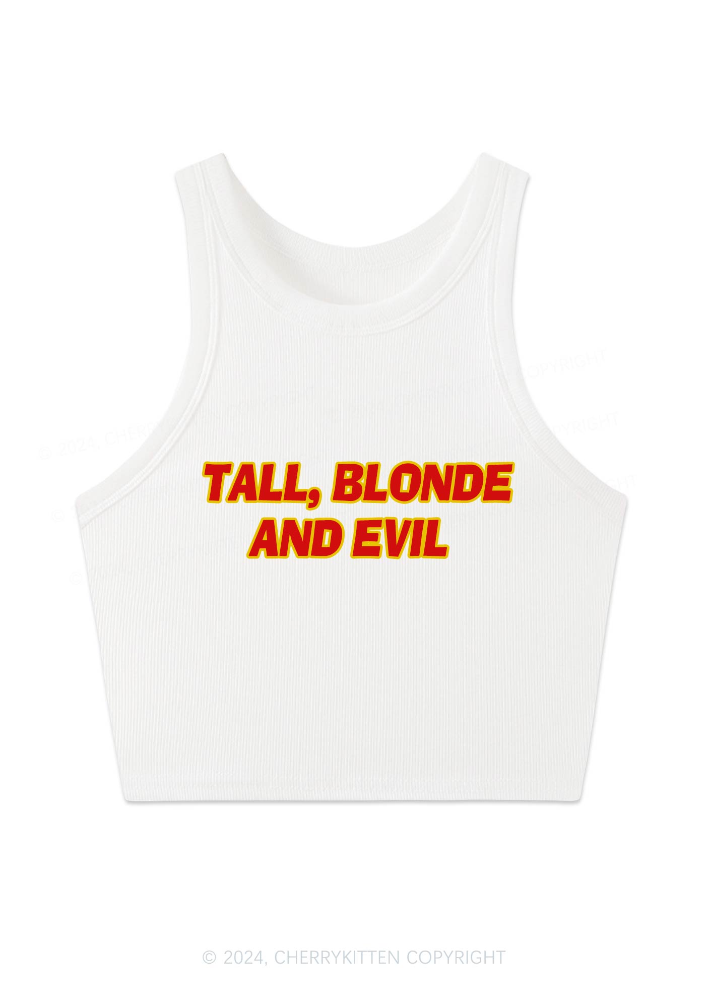 Tall Blonde And Evil Y2K Crop Tank Top Cherrykitten