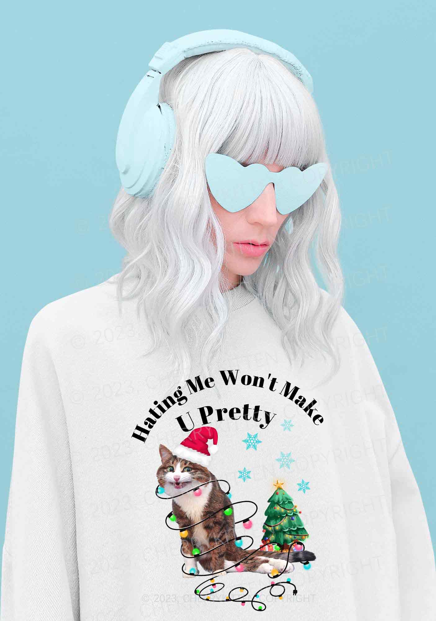 Hating Me Won't Make U Pretty Christmas Y2K Sweatshirt Cherrykitten