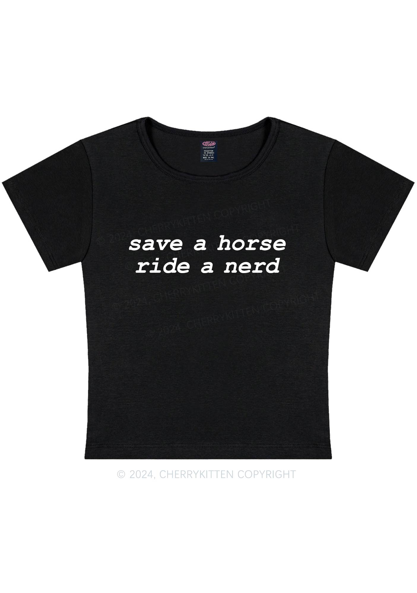 Save Horse Ride Nerd Y2K Baby Tee Cherrykitten