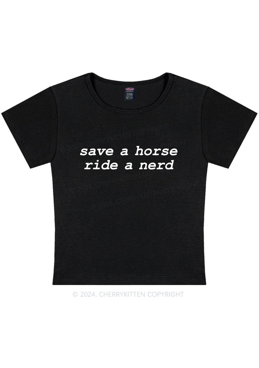 Save Horse Ride Nerd Y2K Baby Tee Cherrykitten