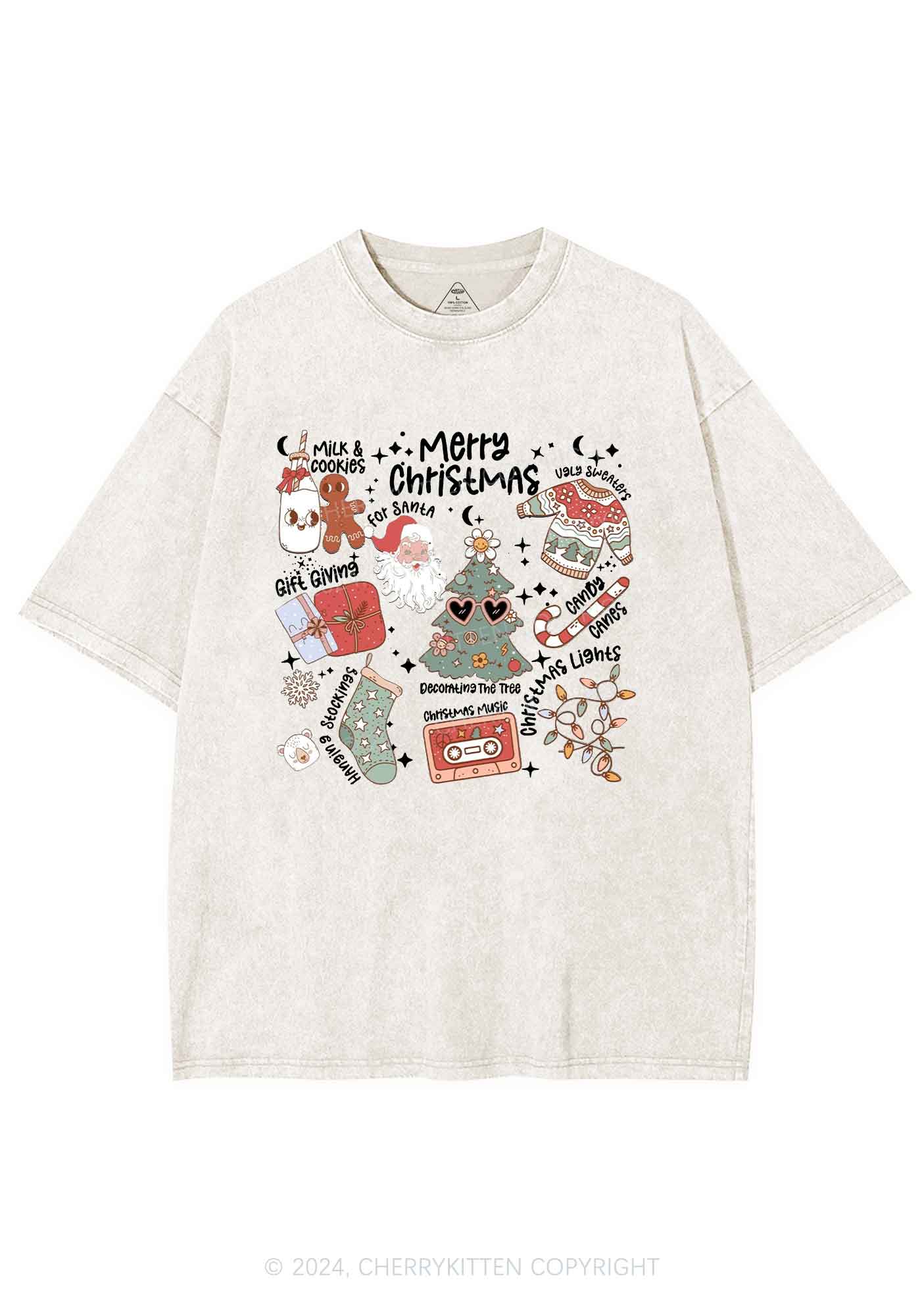 Merry Christmas Holiday Y2K Washed Tee Cherrykitten