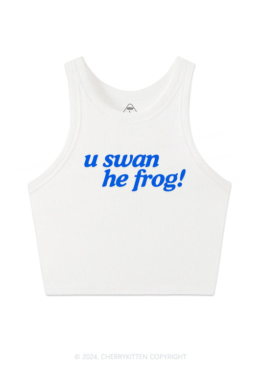 U Swan He Frog Y2K Crop Tank Top Cherrykitten