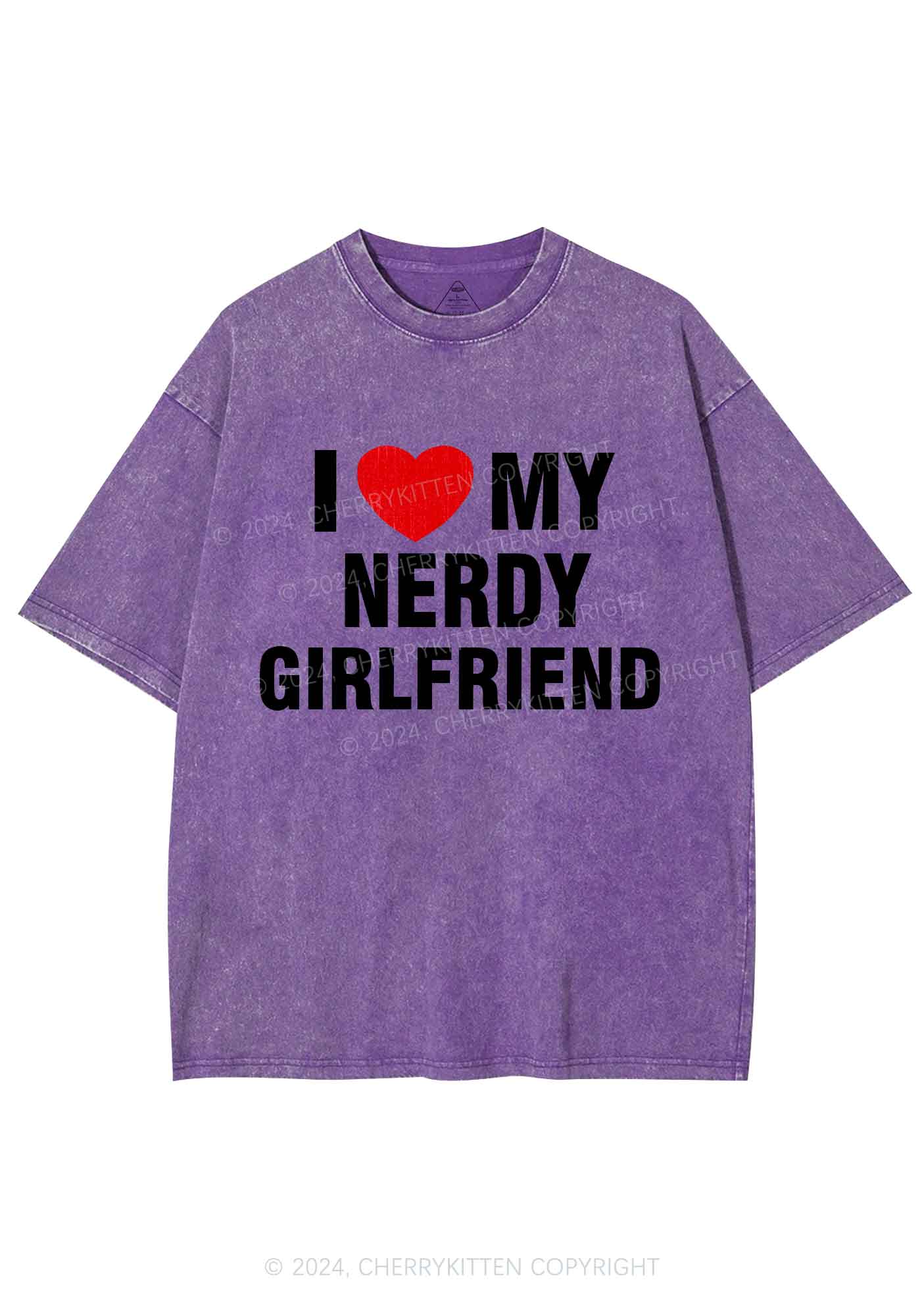 Love My Nerdy Girlfriend Y2K Valentine's Day Washed Tee Cherrykitten