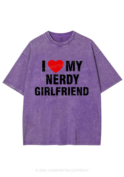 Love My Nerdy Girlfriend Y2K Valentine's Day Washed Tee Cherrykitten