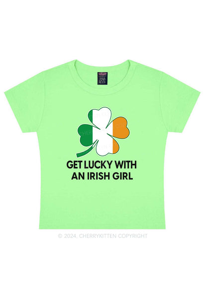 Get Lucky Irish Girl St Patricks Y2K Baby Tee Cherrykitten