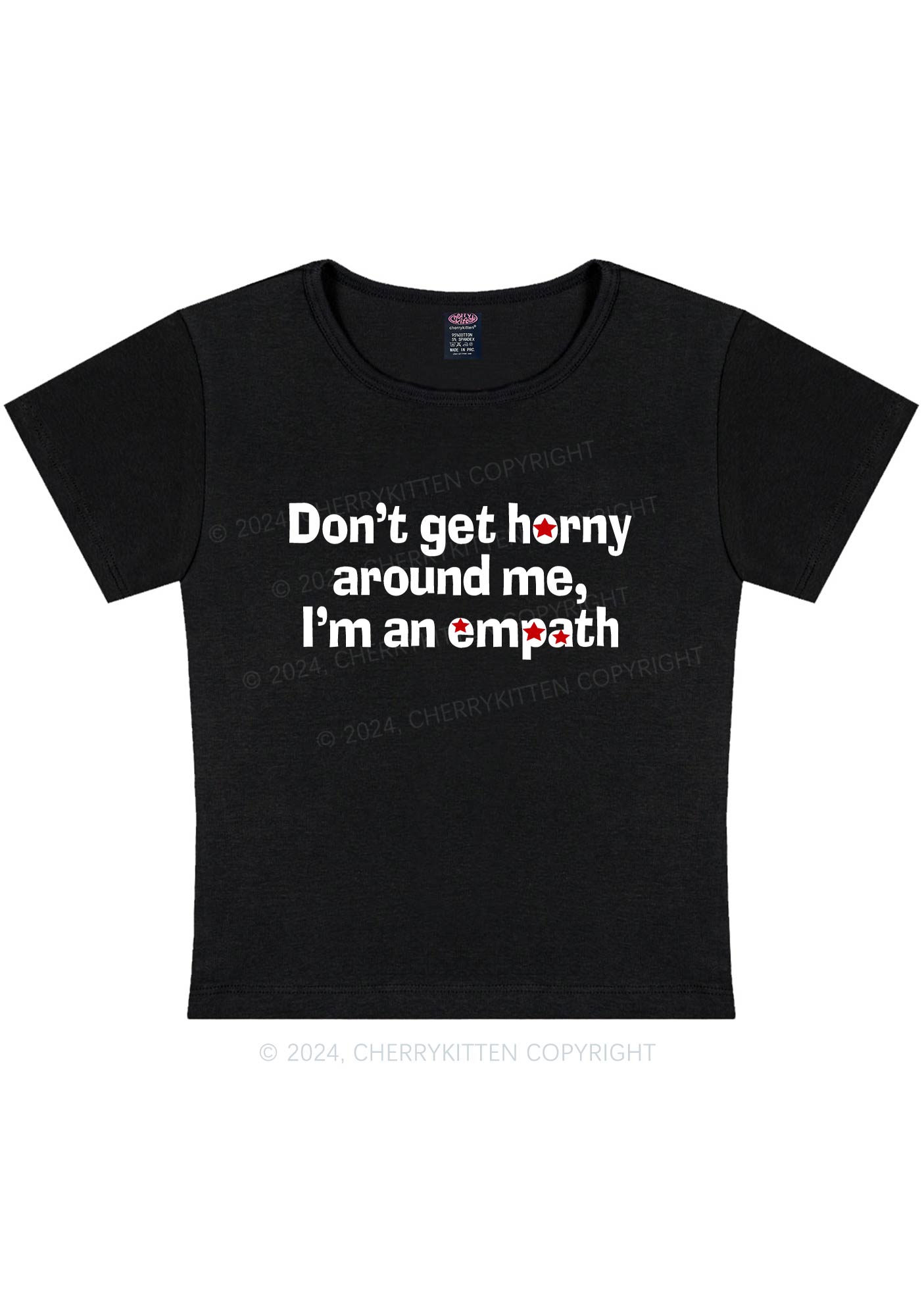 Don't Get Horny Around Me Y2K Baby Tee Cherrykitten