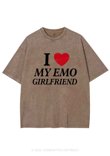 I Love My Emo GF Y2K Valentine's Day Washed Tee Cherrykitten