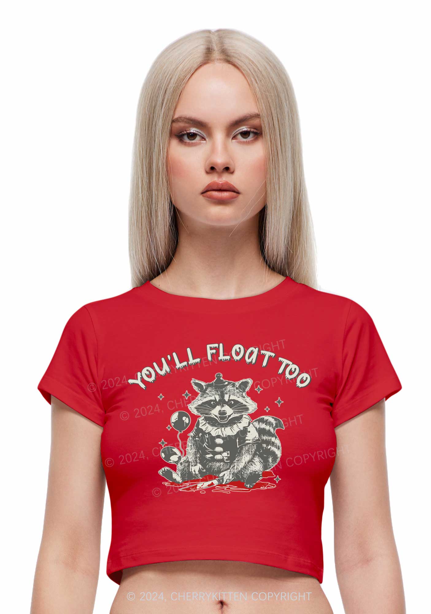 Halloween You'll Float Too Y2K Baby Tee Cherrykitten