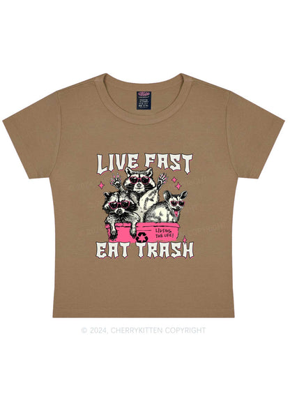 Live Fast Eat Trash Y2K Baby Tee Cherrykitten