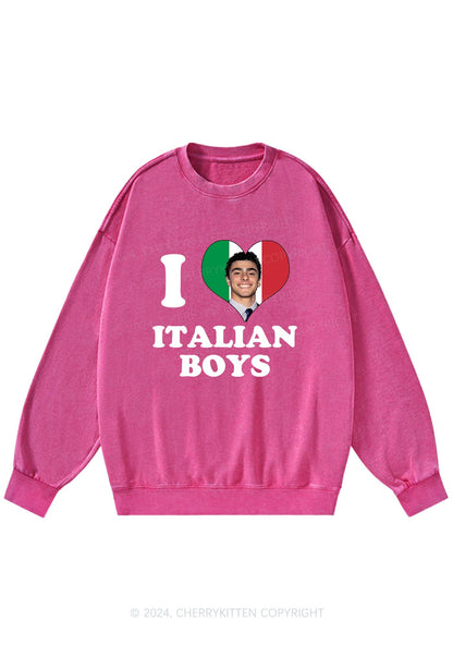 I Love Italian Luigi Y2K Washed Sweatshirts Cherrykitten