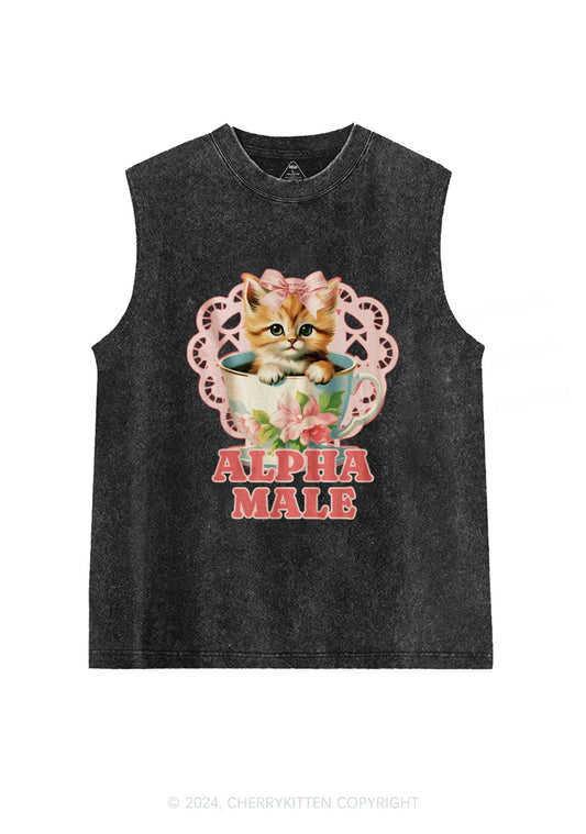 Alpha Male Cup Kitten Y2K Washed Tank Cherrykitten