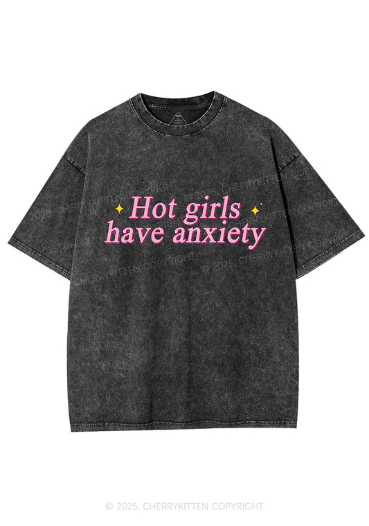 Hot Girls Anxiety Y2K Washed Tee Cherrykitten