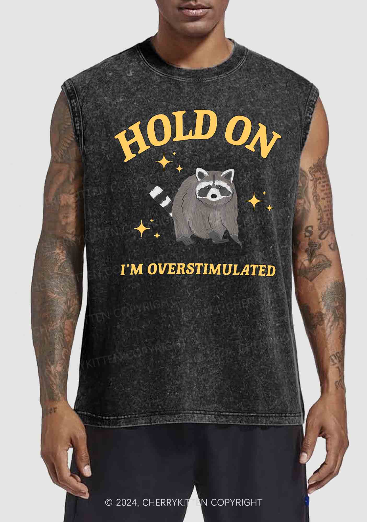 Hold On I'm Overstimulated Y2K Washed Tank Cherrykitten