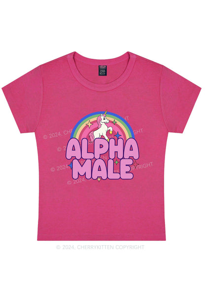 Rainbow Unicorn Alpha Male Y2K Baby Tee Cherrykitten