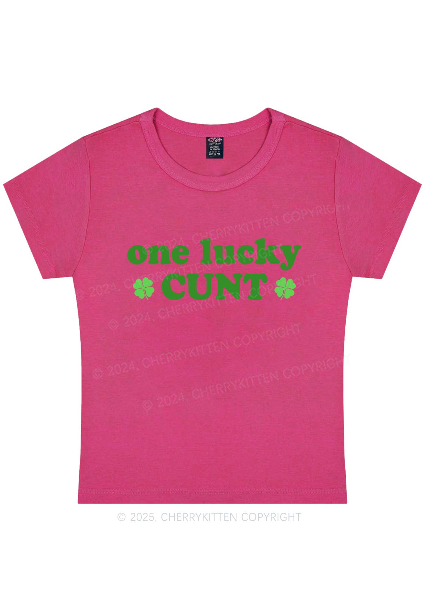 One Lucky Cxxt St Patricks Y2K Baby Tee Cherrykitten