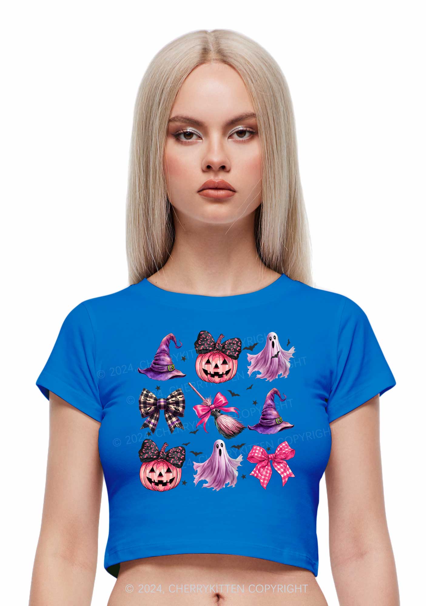 Halloween Pumpkin With Bows Y2K Baby Tee Cherrykitten