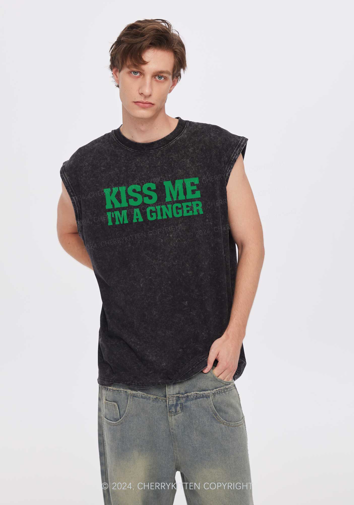 Kiss Me Im Ginger St Patricks Y2K Washed Tank Cherrykitten