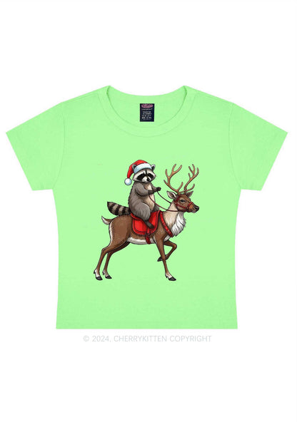 Christmas Feral Raccoon Y2K Baby Tee Cherrykitten