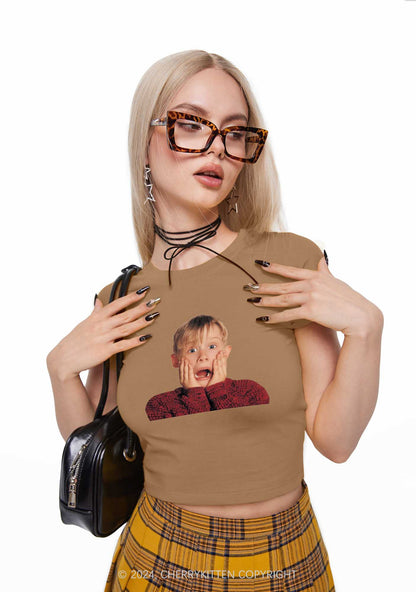 Christmas At Home Alone Y2K Baby Tee Cherrykitten