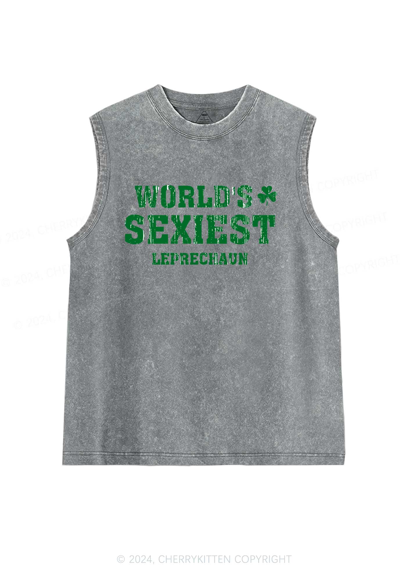 Worlds Sexiest Leprechaun St Patricks Y2K Washed Tank Cherrykitten