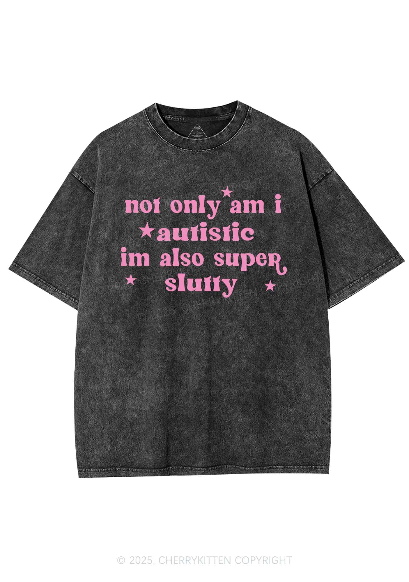 Autistic Slxtty Y2K Washed Tee Cherrykitten