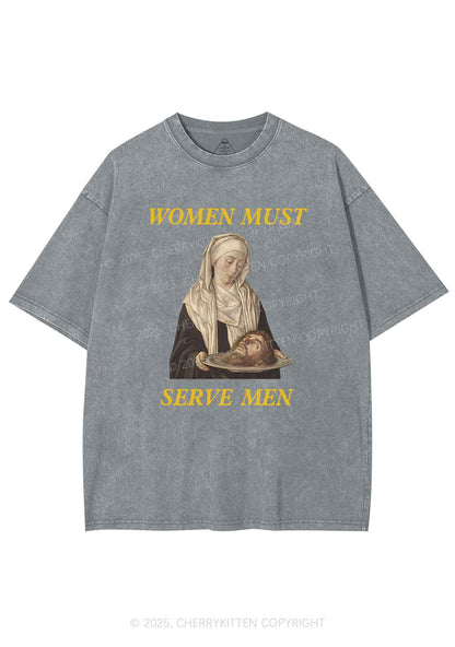 Women Must Serve Men Y2K Washed Tee Cherrykitten