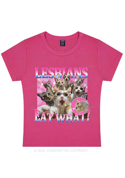 Lesbians Eat What Cat Y2K Baby Tee Cherrykitten