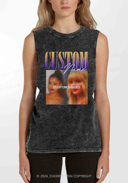 Personalized Vintage 90s Y2K Washed Tank Cherrykitten