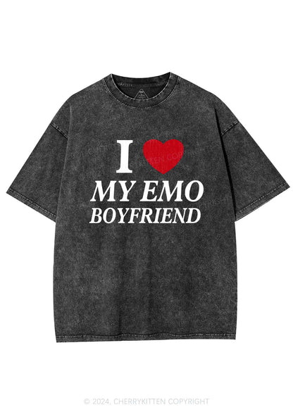 I Love My Emo BF Y2K Valentine's Day Washed Tee Cherrykitten