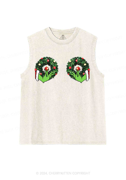 Christmas Wreath Y2K Washed Tank Cherrykitten