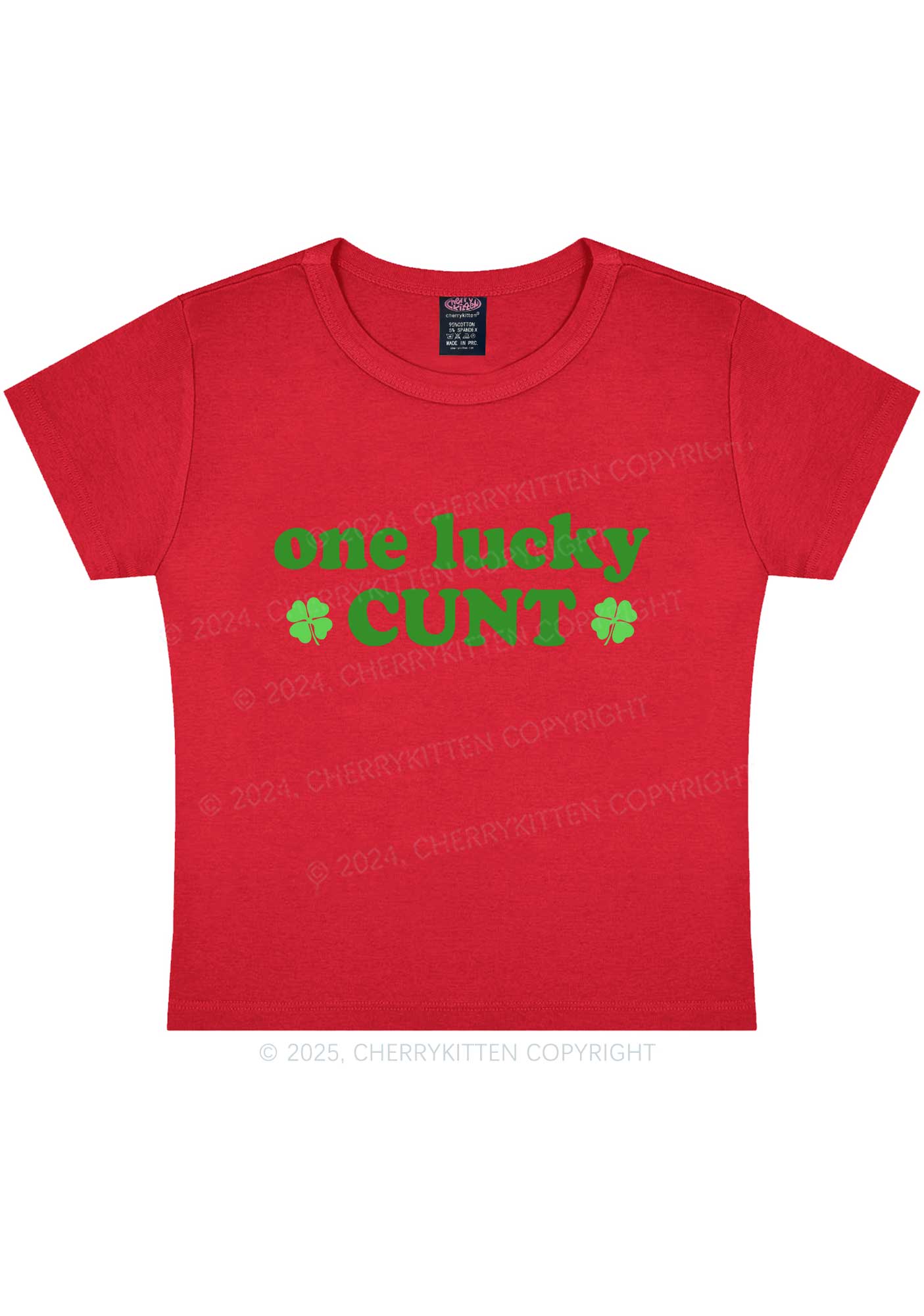 One Lucky Cxxt St Patricks Y2K Baby Tee Cherrykitten