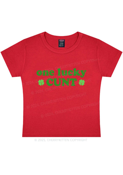 One Lucky Cxxt St Patricks Y2K Baby Tee Cherrykitten