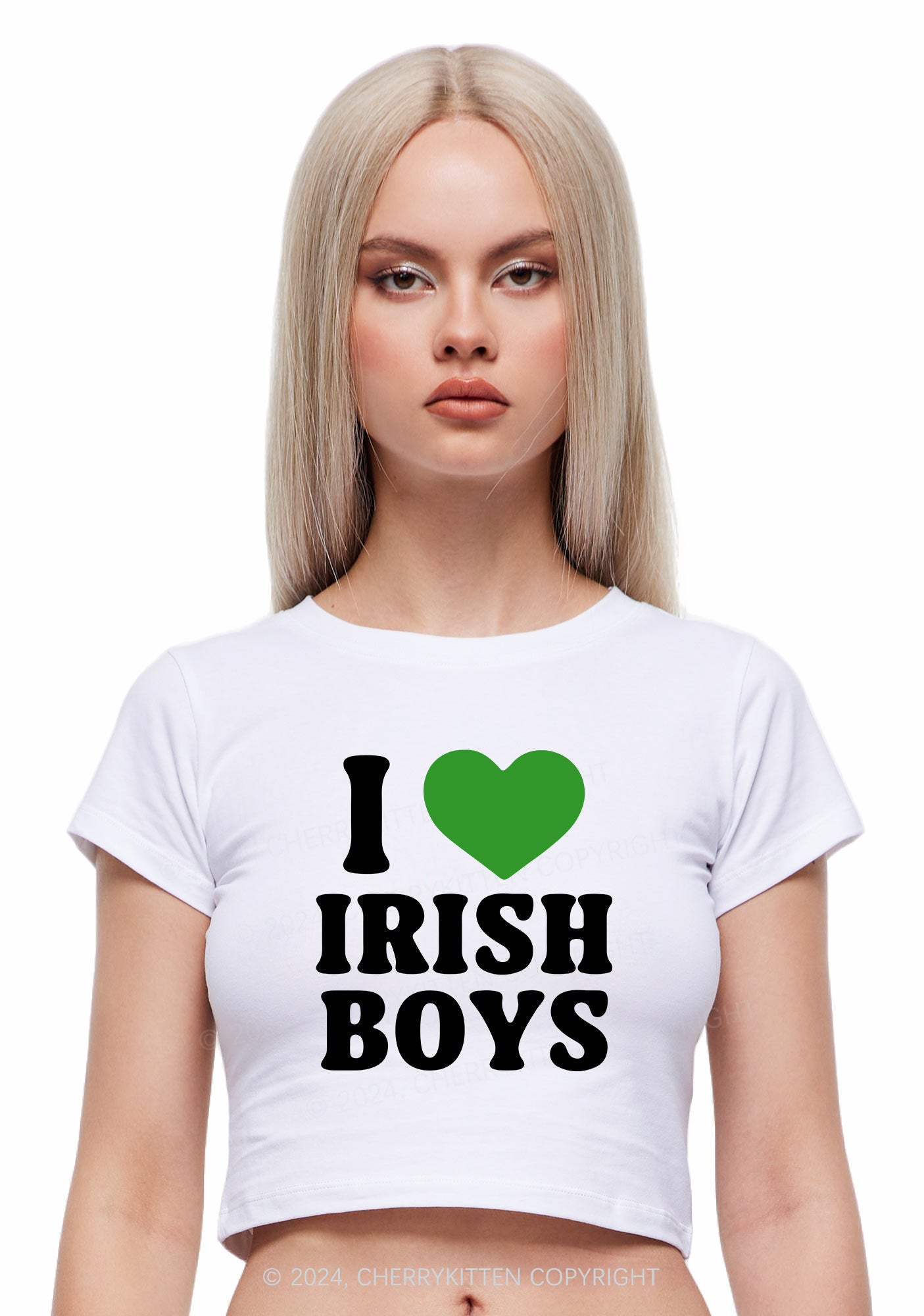 I Love Irish Boys St Patricks Y2K Baby Tee Cherrykitten