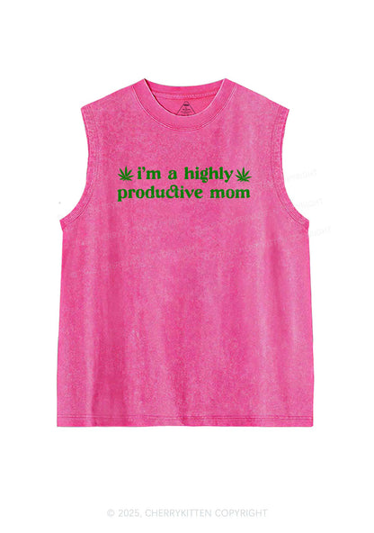 Highly Productive Mom Y2K Washed Tank Cherrykitten