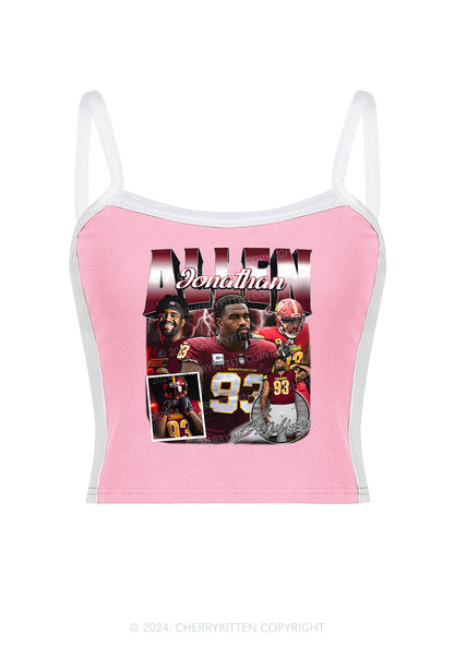 Red Allen Y2K Super Bowl Color Block Crop Cami Top Cherrykitten