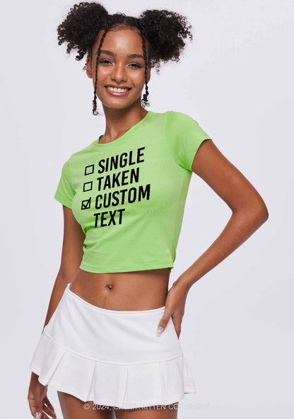 Single Taken Custom Text Y2K Valentine's Day Baby Tee Cherrykitten