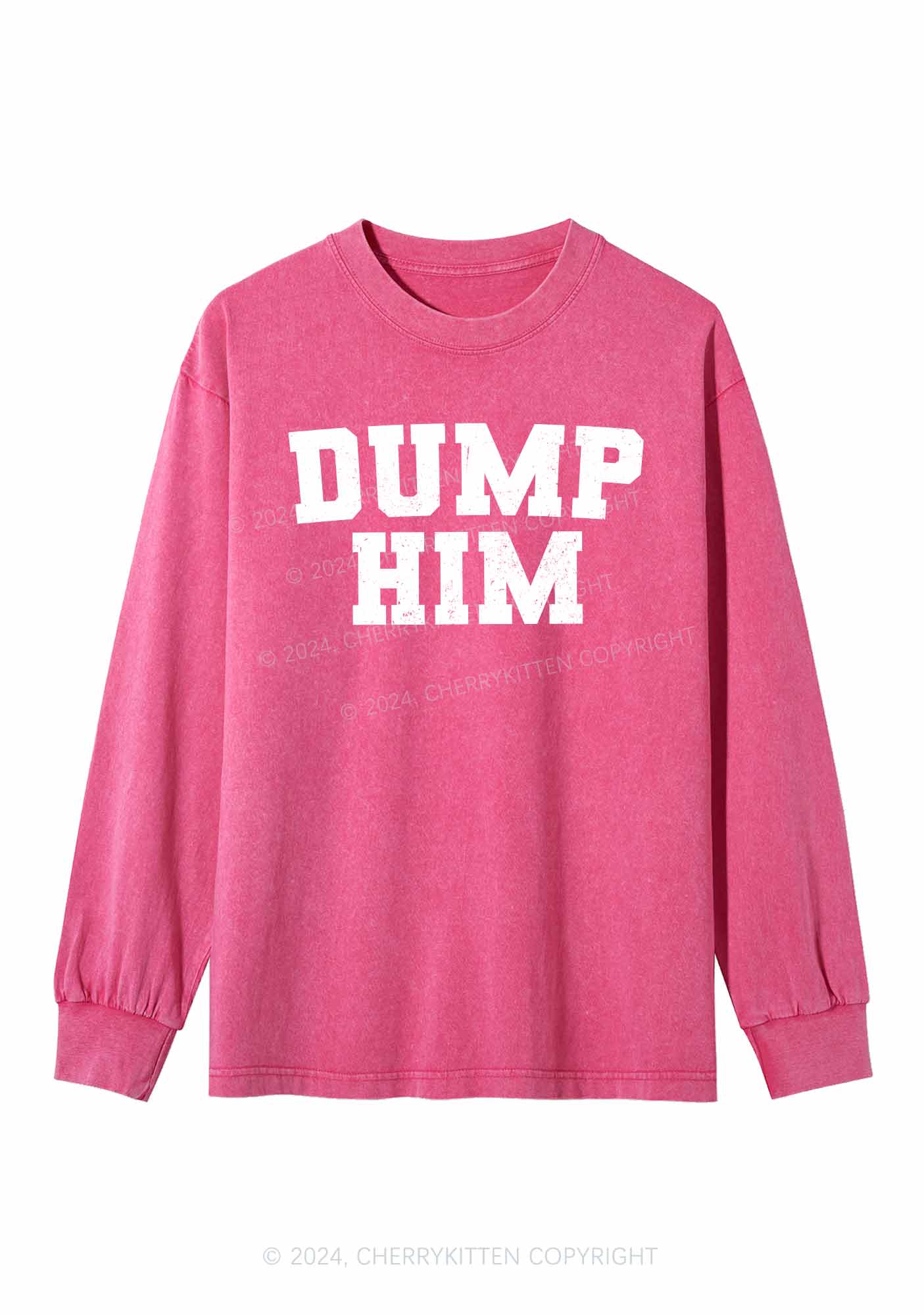 Dump Him Y2K Washed Long Sleeves Cherrykitten