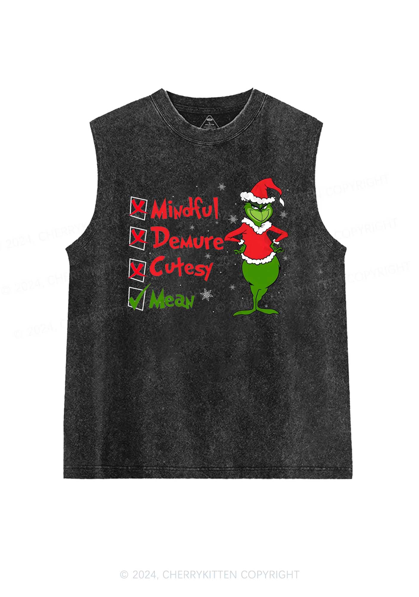 Christmas Mean Guy Y2K Washed Tank Cherrykitten