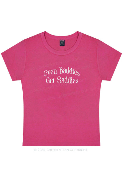 Embroidered Baddies Get Saddies Y2K Baby Tee Cherrykitten