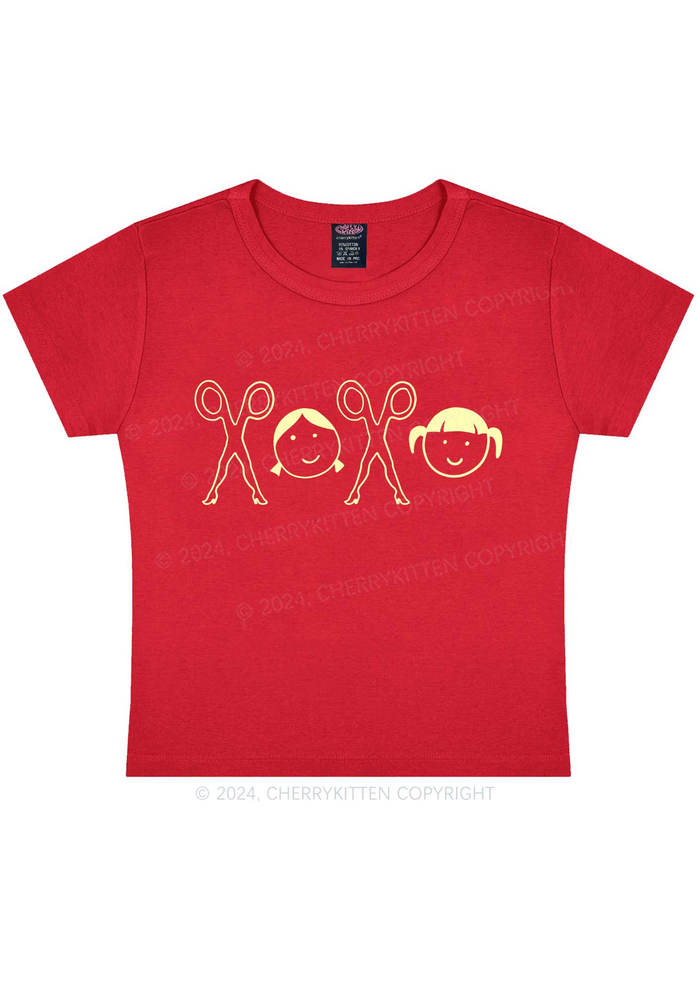 Girls XOXO Y2K Valentine's Day Baby Tee Cherrykitten